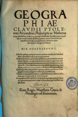 Geographiae Clavdii Ptolemaei Alexandrini, Philosophi ac Mathematici praesta[n]tissimi, Libri VIII