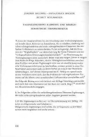 Valenzgebundene Elemente und logisch-semantische Tiefenstruktur