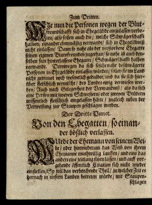 Der Dritte Punct. Von den Ehegatten/ so einander bößlich verlassen.