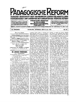 Die nationale Einheitsschule : stenographischer Bericht über die Deutsche Lehrerversammlung in Kiel 1914 ; (Fortsetzung in der 1. Beilage)