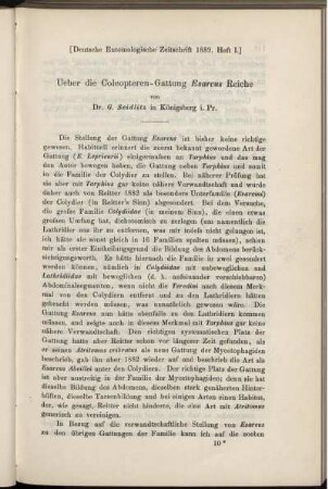 Ueber die Coleopteren-Gattung Esarcus Reiche