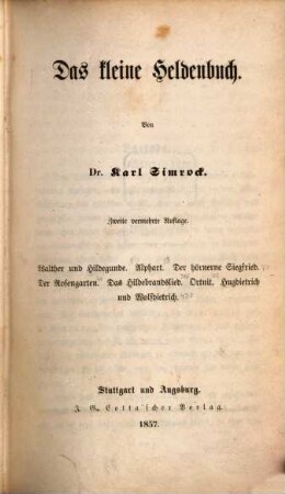 Das Heldenbuch, 3.. Das kleine Heldenbuch
