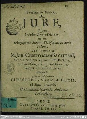 Exercitatio ethica, de Iure