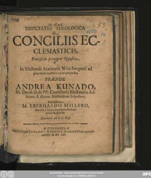 Disputatio Theologica de Conciliis Ecclesiasticis