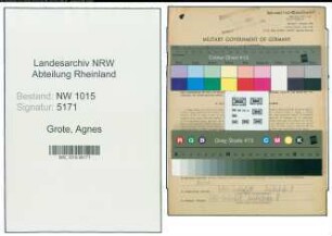 Entnazifizierung Agnes Grote , geb. 22.11.1919 (Filialleiterin)