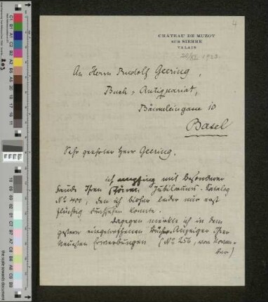 Brief an Rudolf Geering