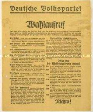 Aufruf der Deutschen Volkspartei zur sächsischen Landtagswahl 1922