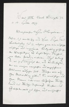Brief von Max Kalbeck an Gerhart Hauptmann