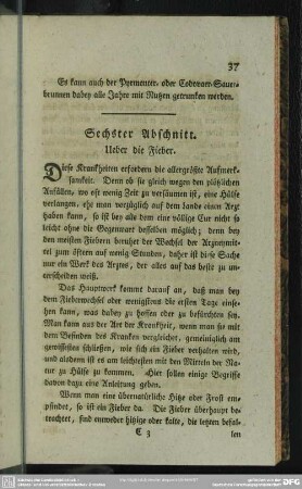 Sechster Abschnitt. Ueber die Fieber