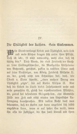 IV. Die Thätigkeit des Kaisers. Sein Einkommen