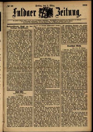 Ausgabe vom Freitag, den 01. März 1889.