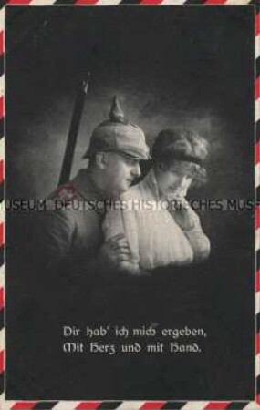 Frau und Soldat, mit Vers