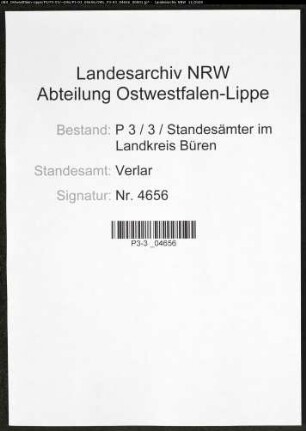 Sterberegister Standesamt Verlar