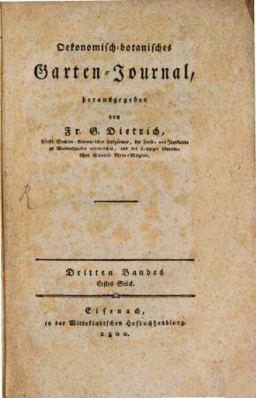 Ökonomisch-botanisches Gartenjournal. 3,1. 1800