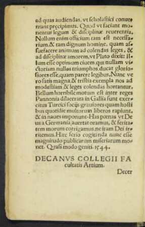 Decanus Collegii Facultatis Artium.