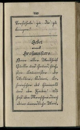 Gebet eines Großmeisters