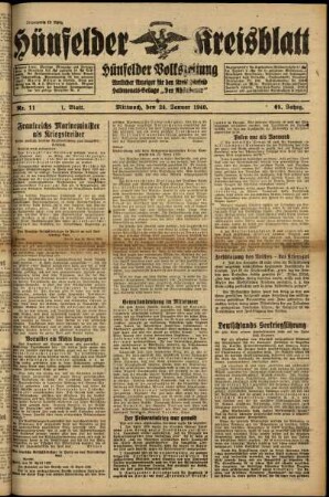 Erste Ausgabe vom Mittwoch, den 24. Januar 1940.