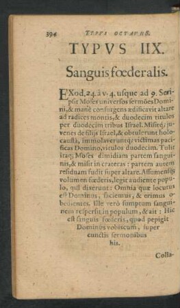 Typus IIX. Sanguis foederalis.