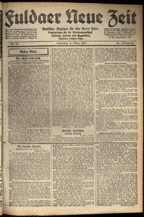 Erste Ausgabe vom Samstag, den 04. März 1922.