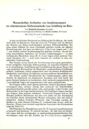 Massenhaftes Auftreten von Insektenpuppen im obermiozänen Süßwasserkalk vom Goldberg im Ries