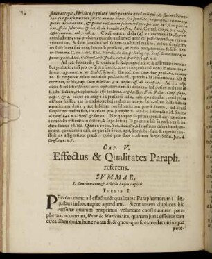 Cap. V. Effectus & Qualitates Paraph. referens.