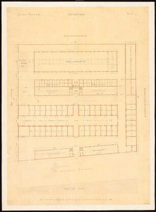 Viehmarkt und Schlachthof, Berlin Bebauungsplan Ackerstraße/ Brunnenstraße von 1862: Grundriss Rinderschlachthaus