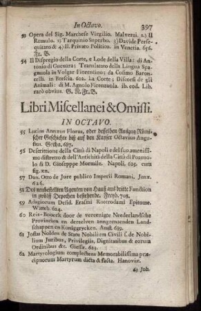 Libri Miscellanei & Omissi. In Octavo.