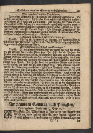 Am neundten Sonntag nach Pfingsten / Evangelium Lucae am 19. Cap. v. 14.