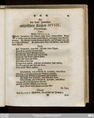 Die bey dieser Jubelfeyer aufgeführte Kirchen-Music.