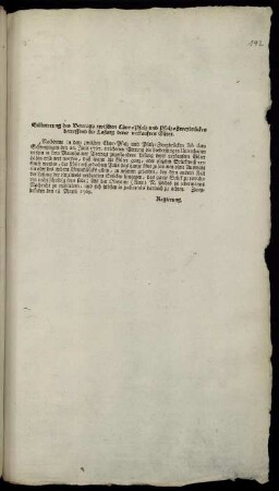 Erläuterung des Vertrags zwischen Chur-Pfalz und Pfalz-Zweybrücken betreffend die Losung derer verkauften Güter : Zweybrücken den 18 Martii 1769.