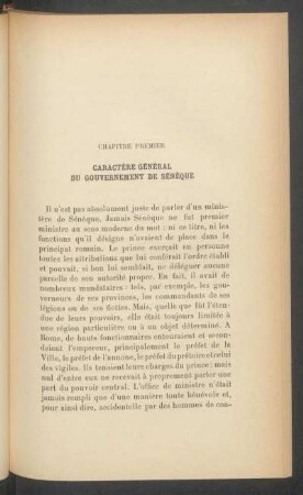 Chapitre premier - Caractère général du gouvernement de Sénèque