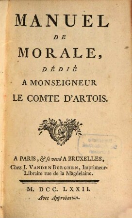 Manuel de Morale ...