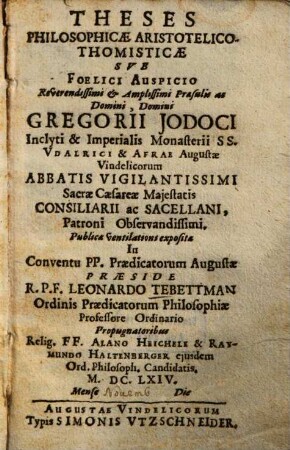Theses philosophicae Aristotelico-Thomisticae ...