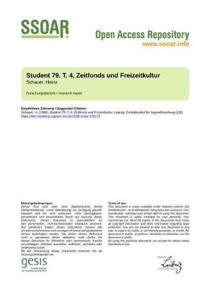 Student 79. T. 4, Zeitfonds und Freizeitkultur