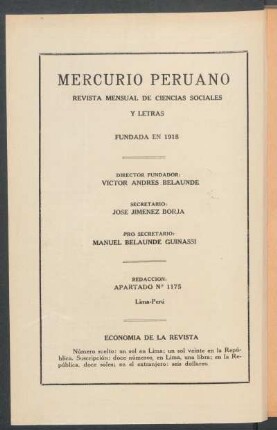 "Mercurio Peruano" - [Pie de imprenta]