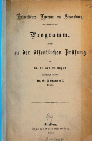 Programm : des Schuljahres .... 1872/73