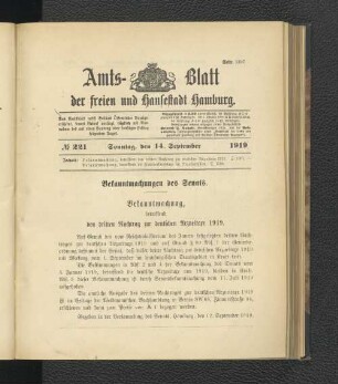 No.221, Sonntag, den 14. September 1919