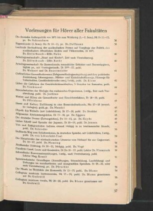 Vorlesungen für Hörer aller Fakultäten