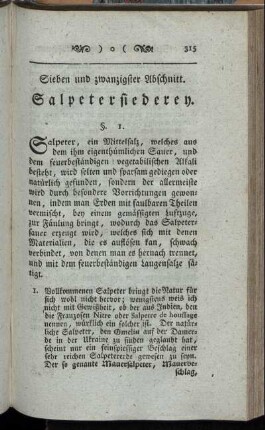 Sieben und zwanzigster Abschnitt. Salpetersiederey.
