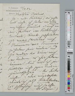 Brief an Johannes Brahms