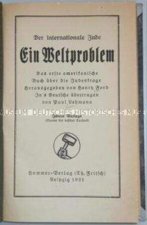 Antisemitische Schrift von Henry Ford in deutscher Übersetzung