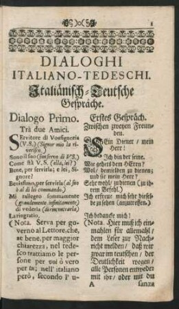 Dialogo Primo = Erstes Gespräch