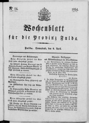 Nr. 14, Ausgabe vom 8. April 1854