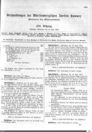 239. Sitzung, Stuttgart, 19.6.1918