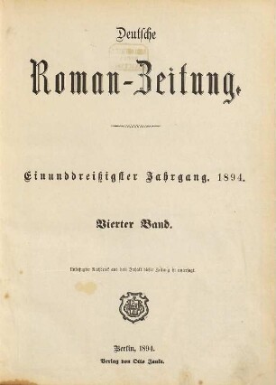 Deutsche Roman-Zeitung. 1894,4 = Jg. 31