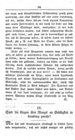 III. Sind die Klagen über Mangel an Geselligkeit in Hamburg gerecht?