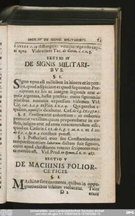 Sectio IV De Signis Militaribus.