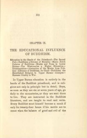 Chapter IX. The educational influence of Buddhism