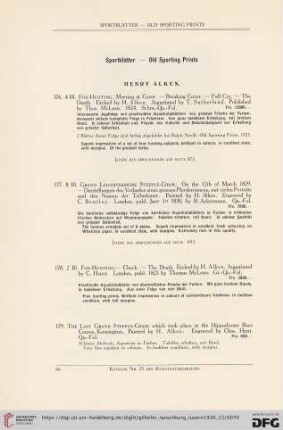 Sportblätter - Old Sporting Prints (Nr. 176-217)