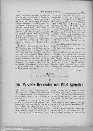 Die Parochie Bennewitz mit Filial Schmölen